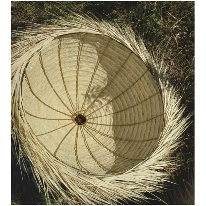 Suspension in fiber of palms, Suspension demi-boule palm, Woven Rattan Lampshade Morocco Wicker lampshade Straw chandelier