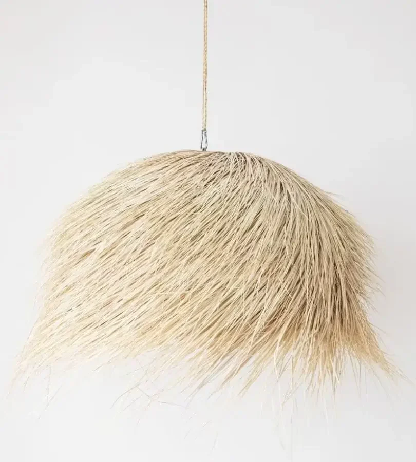 Suspension in fiber of palms, Suspension demi-boule palm, Woven Rattan Lampshade Morocco Wicker lampshade Straw chandelier