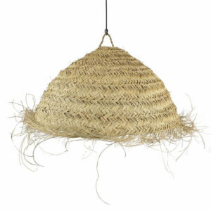 Rattan lamp shade Straw openwork shade, circular suspension, wicker lamp, palm leaves, fringes, rope, bamboo, rattan, raffia, boho style