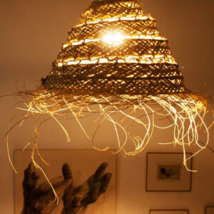 Moroccan Rattan Lamp shade hanging lamp Woven Wicker lampshade Straw chandelier,Openwork straw shade, round pendant, wicker light, palm leaves