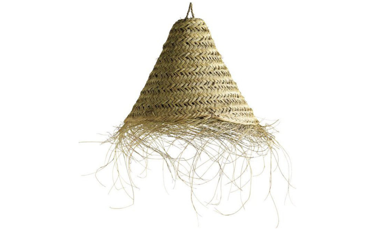 Etnico Arredo Chandelier Palm Wicker Straw Rattan Suspension