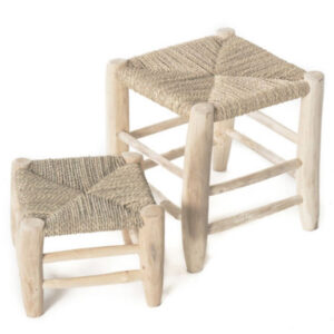 stools Wood and woven palm leaves from Morocco ideal for decorating a living room or even a terrace available in a 30cm or 40cm version