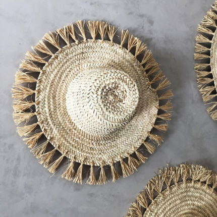 Hat Moroccan Handmade straw hat Perfect for those days when you are working in the garden. nice decoration diameter approximately 40 cm.